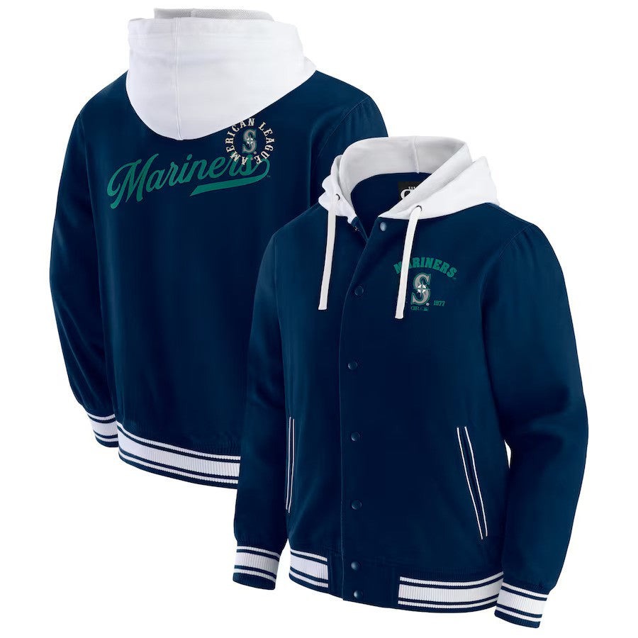 Seattle Mariners MLB Darius Rucker Collection by Fanatics Full-Snap Hooded Jacket - Navy - USA Stock - UKASSNI