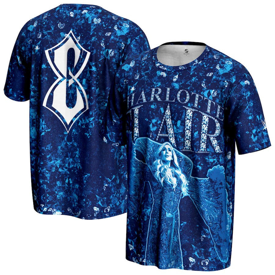 Charlotte Flair WWE ProSphere Superstar T-Shirt – Blue (USA Stock) - UKASSNI