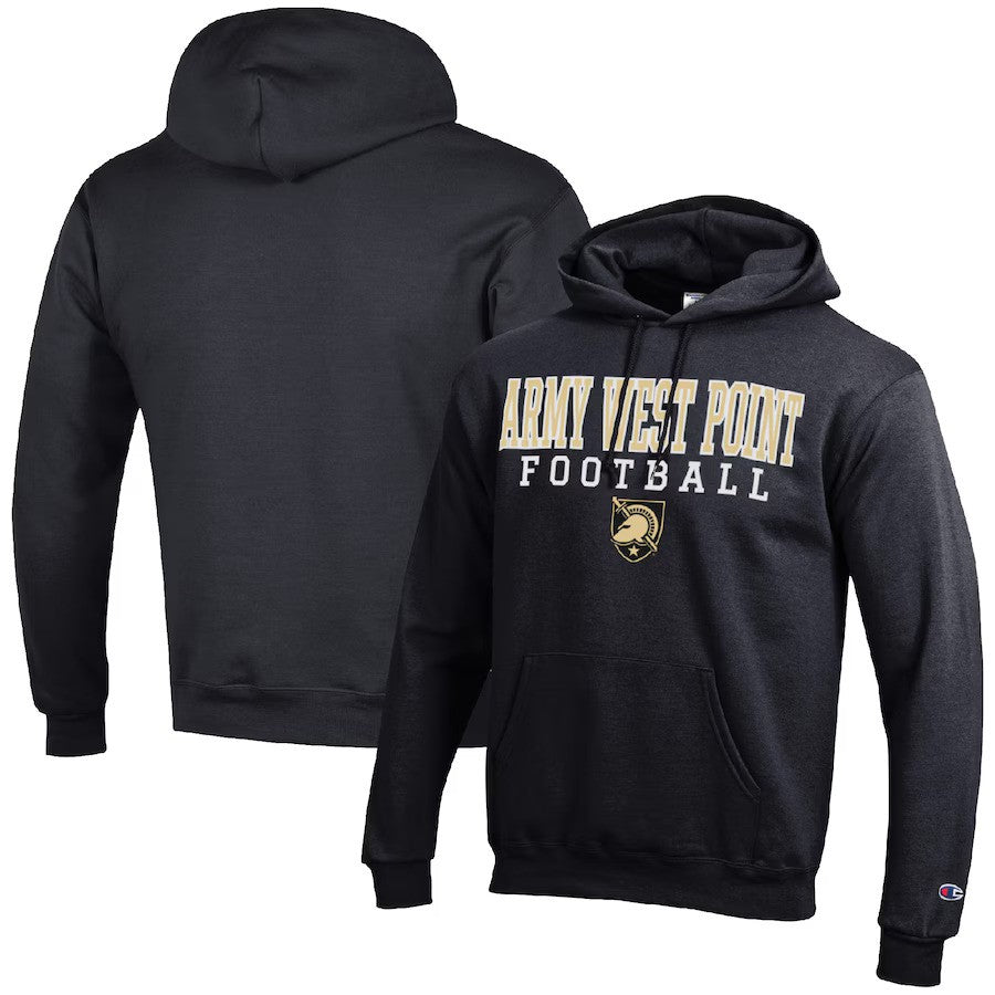 Army Black Knights NCAA Champion Football Stack Pullover Hoodie - Black - UKASSNI