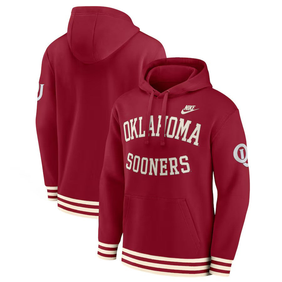 Oklahoma Sooners Nike Legacy Retro Pullover Hoodie - Crimson - UKASSNI