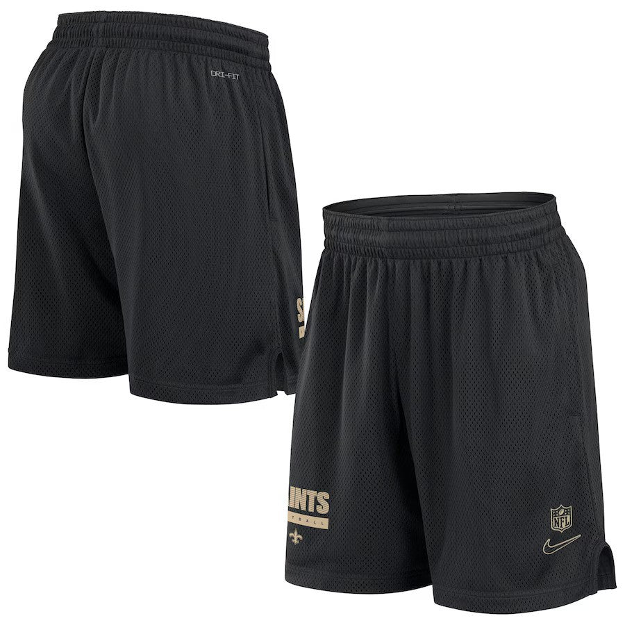 New Orleans Saints Nike 2024 Sideline Performance Mesh Shorts - Black - UKASSNI