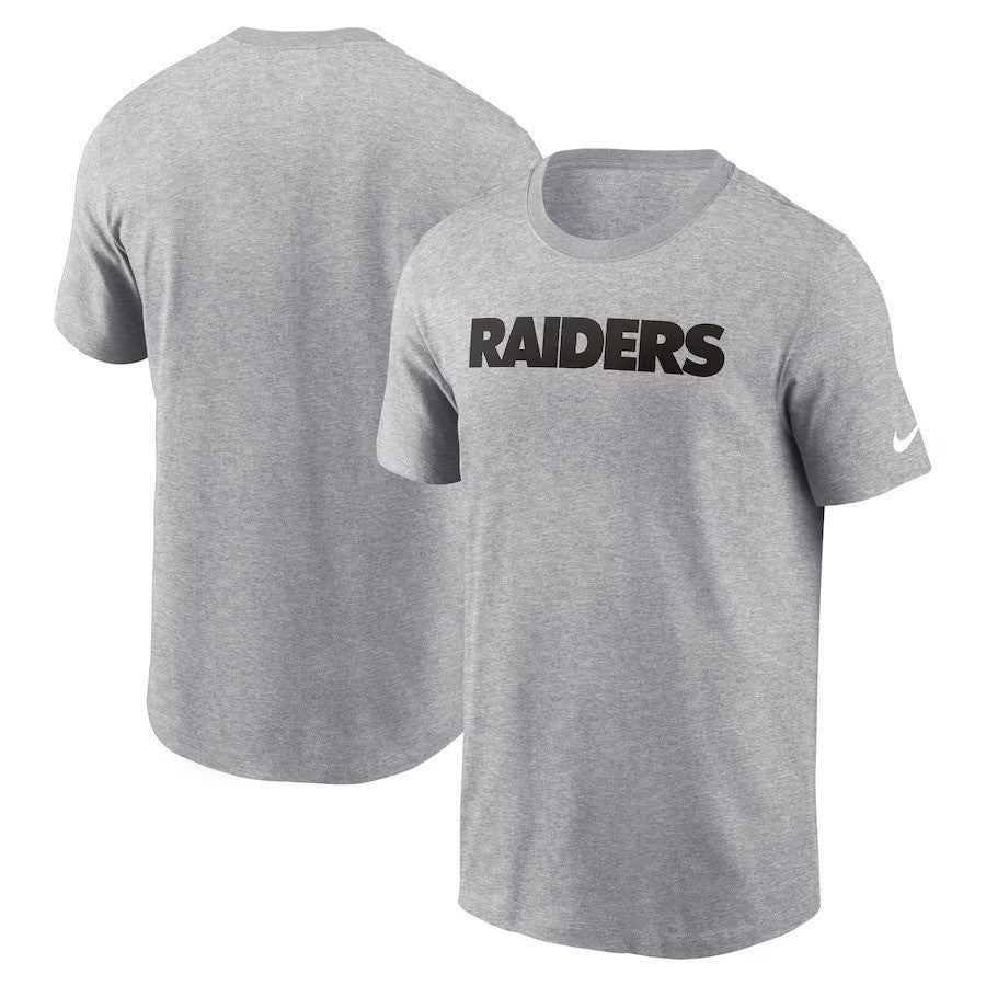 Las Vegas Raiders Nike Primetime Wordmark Essential T-Shirt - Heather Gray - UKASSNI