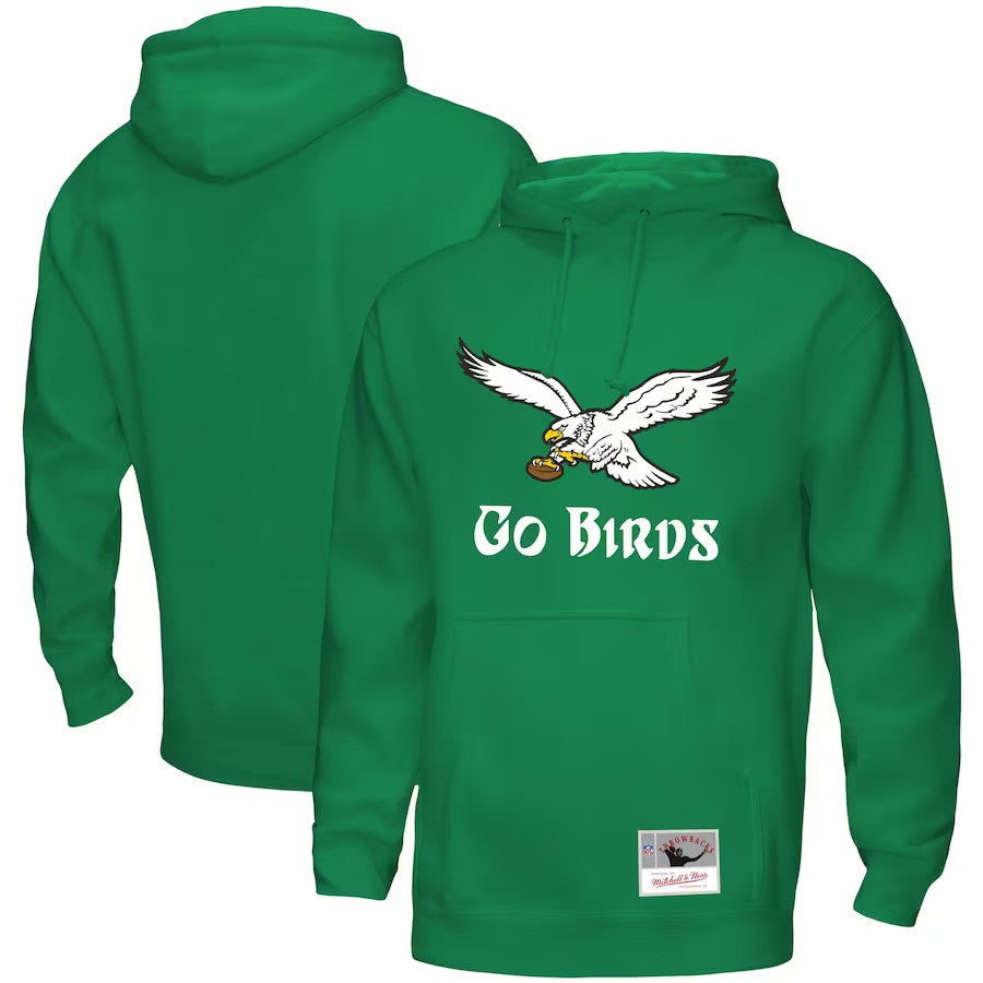 Philadelphia Eagles Mitchell & Ness Go Birds Pullover Hoodie - Kelly Green - UKASSNI