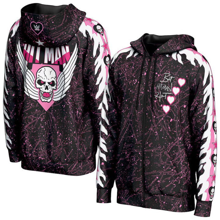 Bret Hart WWE ProSphere Hearts Hoodie – Black – XL (UK Stock) - UKASSNI