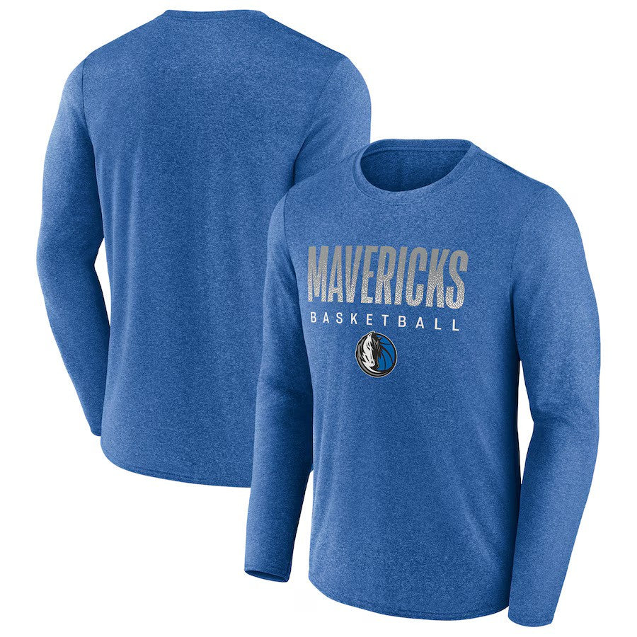 Dallas Mavericks Fanatics Where Legends Play Iconic Practice Long Sleeve T-Shirt - Heathered Blue - UKASSNI