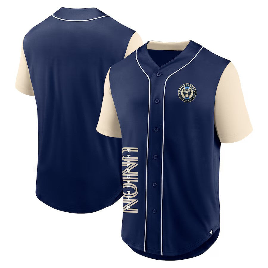 Philadelphia Union Fanatics Balance Fashion Baseball Jersey - Navy - UKASSNI