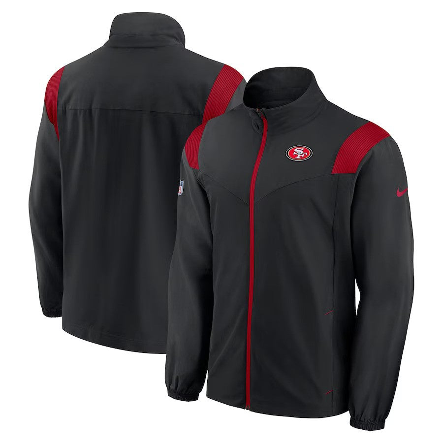 San Francisco 49ers Nike Sideline Woven Logo Full-Zip Jacket - Black/Scarlet - UKASSNI