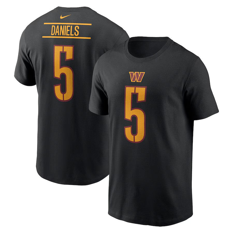 Jayden Daniels Washington Commanders Nike 2024 NFL Draft Player Name & Number T-Shirt - Black - UKASSNI