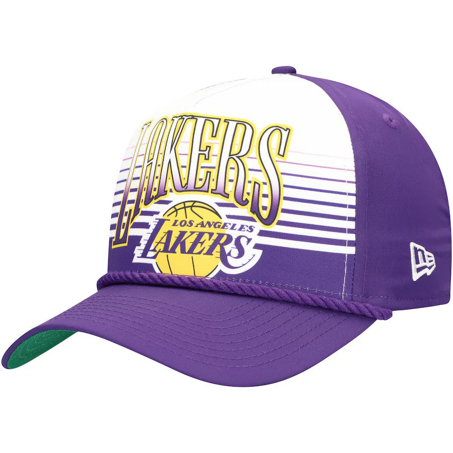 New Era Los Angeles Lakers Purple Throwback Gradient A-Frame 9FORTY Adjustable Hat - UKASSNI