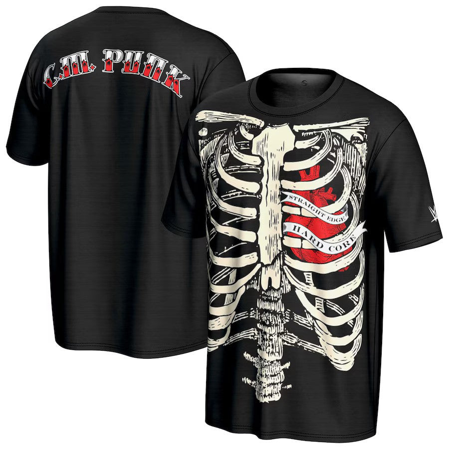 CM Punk WWE ProSphere Ribcage T-Shirt – Black (USA Stock) - UKASSNI