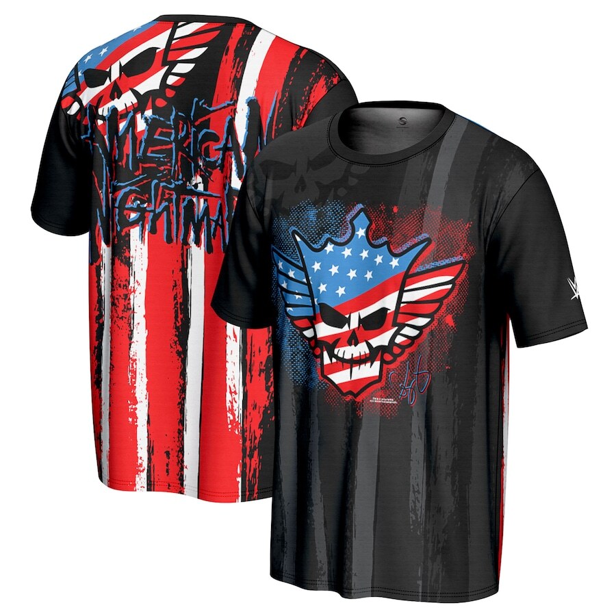 Cody Rhodes WWE UK Large ProSphere American Nightmare Flag T-Shirt - Black - UKASSNI