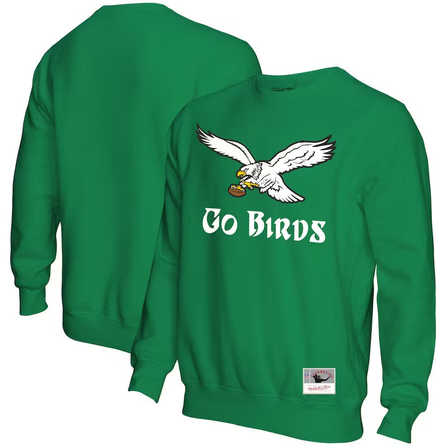 Philadelphia Eagles Mitchell & Ness Go Birds Pullover Sweatshirt - Kelly Green - UKASSNI