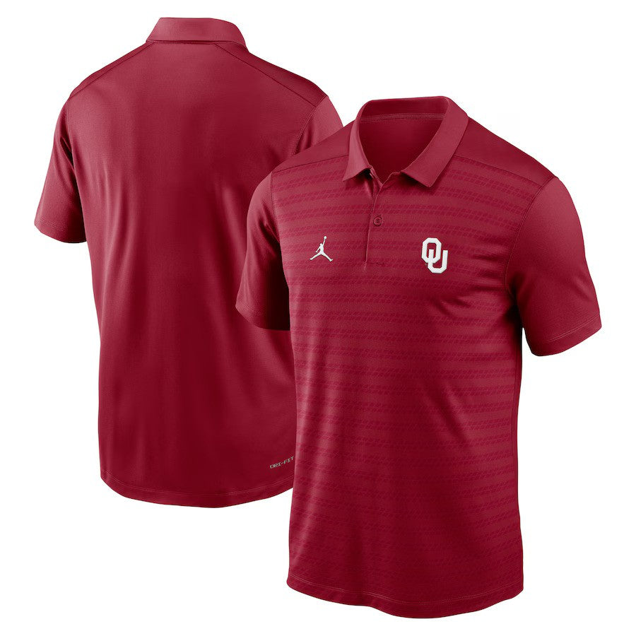 Oklahoma Sooners Jordan Brand 2024 Early Season Coaches Sideline Performance Polo - Crimson - UKASSNI