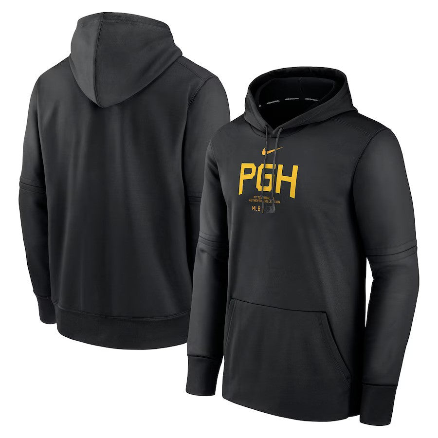Pittsburgh Pirates Nike Authentic Collection City Connect Practice Performance Pullover Hoodie - Black - UKASSNI
