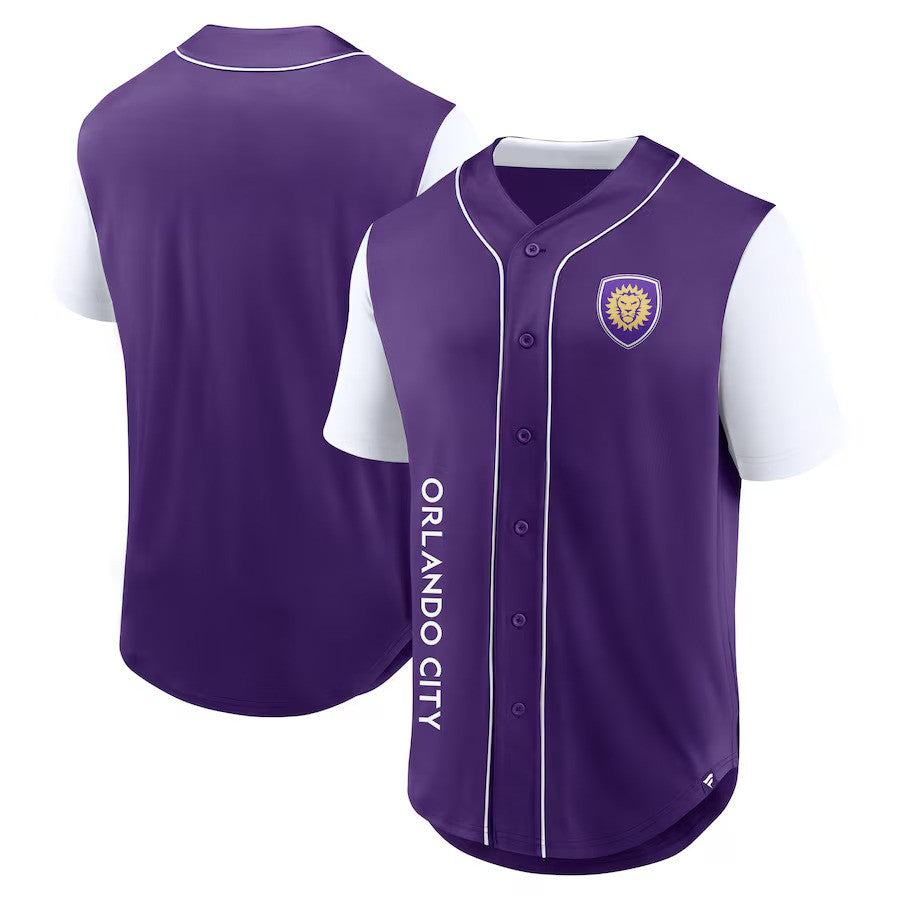 Orlando City SC Fanatics Balance Fashion Baseball Jersey - Purple - UKASSNI