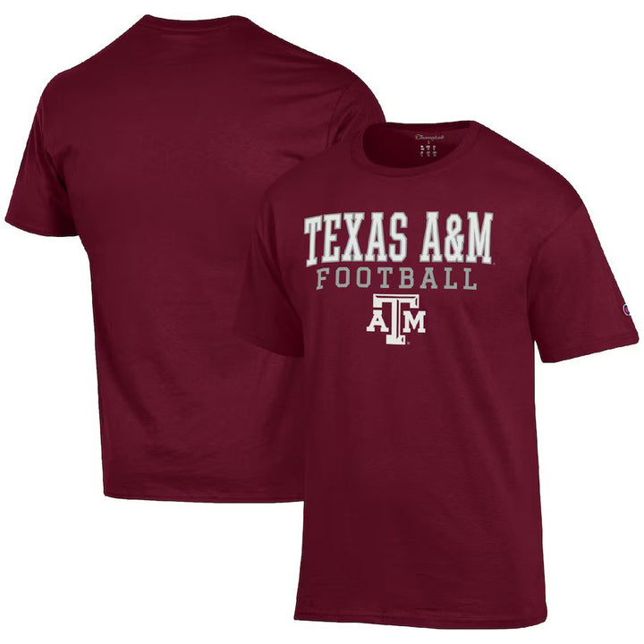 Texas A&amp;M Aggies NCAA Champion Football Stack T-Shirt – Maroon – Medium (UK Stock) - UKASSNI