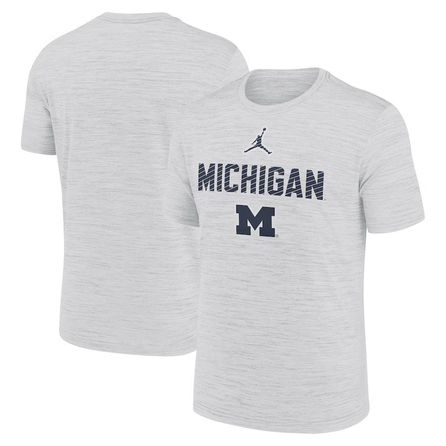 Michigan Wolverines NCAA Jordan Brand Campus Slant Velocity Performance T-Shirt – White (USA Stock) - UKASSNI