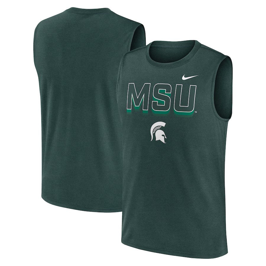 Michigan State Spartans NCAA Nike Primetime Tricode Legend Performance Tank Top – Green (USA Stock) - UKASSNI