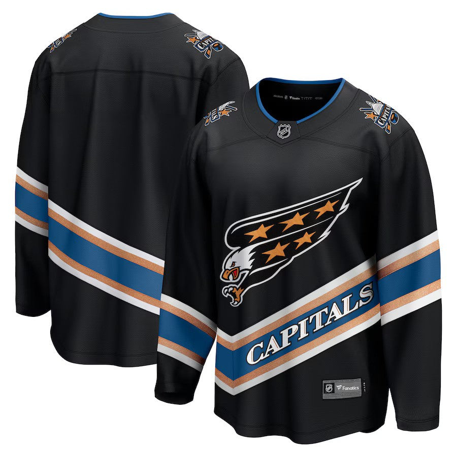 Washington Capitals NHL Fanatics Alternate 50th Anniversary Breakaway Jersey - Black - UKASSNI
