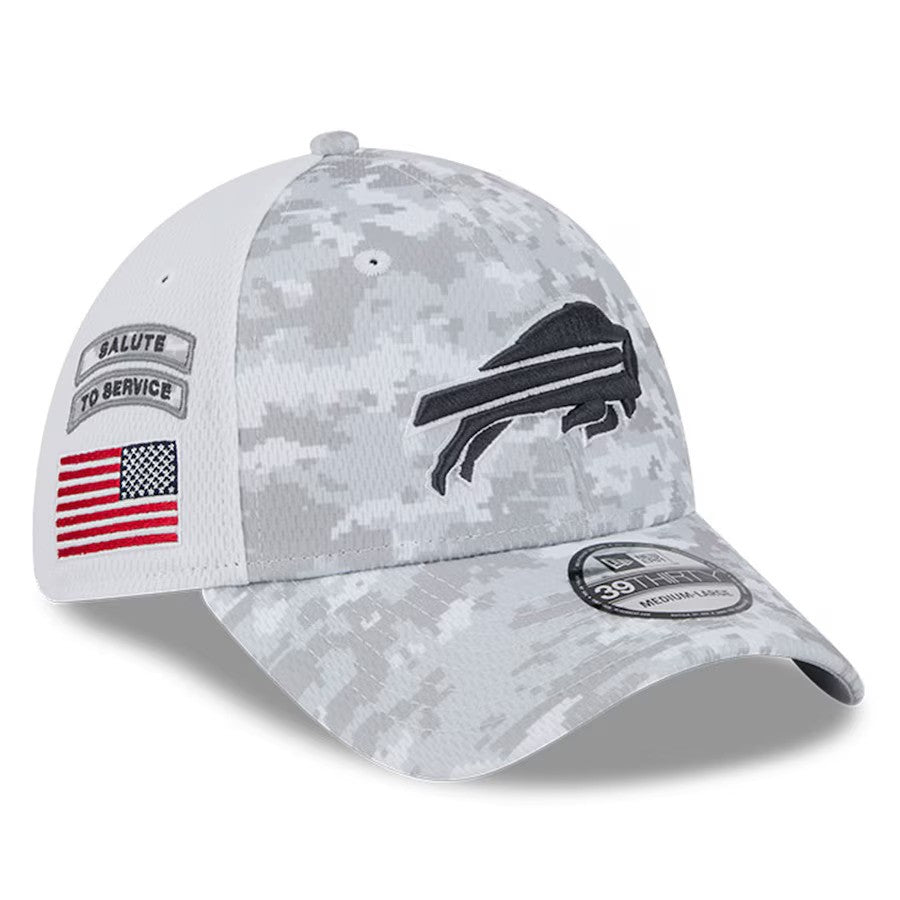 Buffalo Bills New Era 2024 Salute To Service Digital Camo 39THIRTY Flex Hat - White - UKASSNI