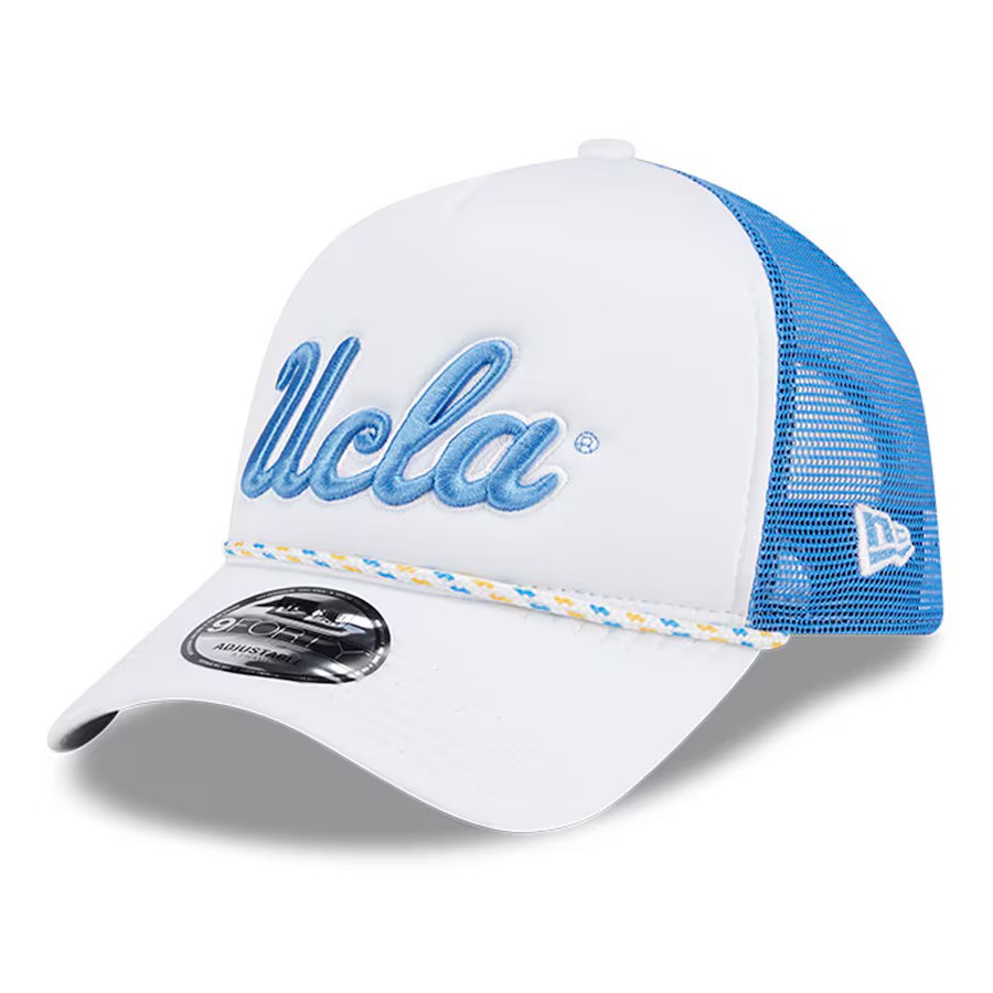 UCLA Bruins NCAA New Era Court Sport Foam A-Frame 9FORTY Adjustable Trucker Hat – White/Blue (USA Stock) - UKASSNI