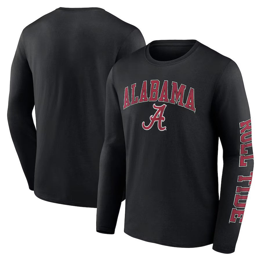 Alabama Crimson Tide Fanatics Branded Distressed Arch Over Logo Long Sleeve T-Shirt - Black - UKASSNI