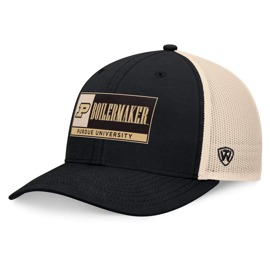 Purdue Boilermakers Top of the World Bennett Trucker Adjustable Hat - Black/Natural - UKASSNI