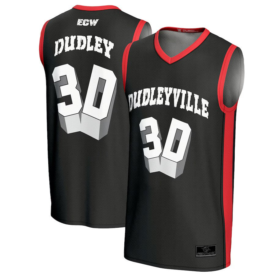 The Dudley Boyz ProSphere Dudleyville 3D Fashion Basketball Jersey - Black/Red - UKASSNI