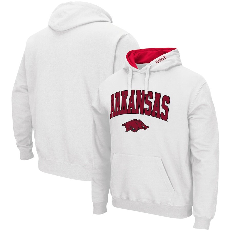 Arkansas Razorbacks Colosseum Arch & Logo 3.0 Pullover Hoodie - White - UKASSNI