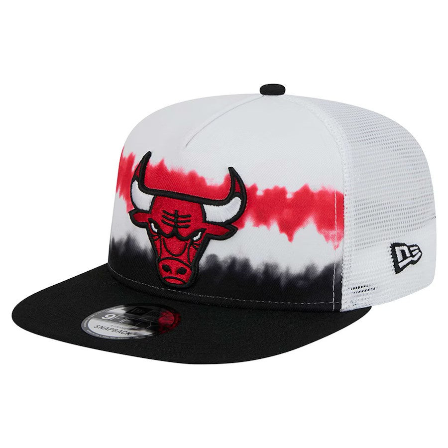 Chicago Bulls New Era Dip-Dye 9FIFTY A-Frame Trucker Snapback Hat - White/Black - UKASSNI