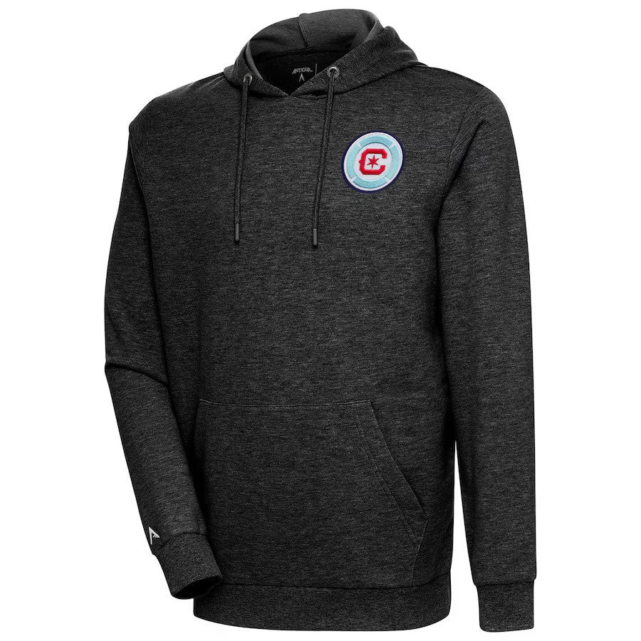 Chicago Fire Antigua Logo Action Pullover Hoodie - Heather Black - UKASSNI