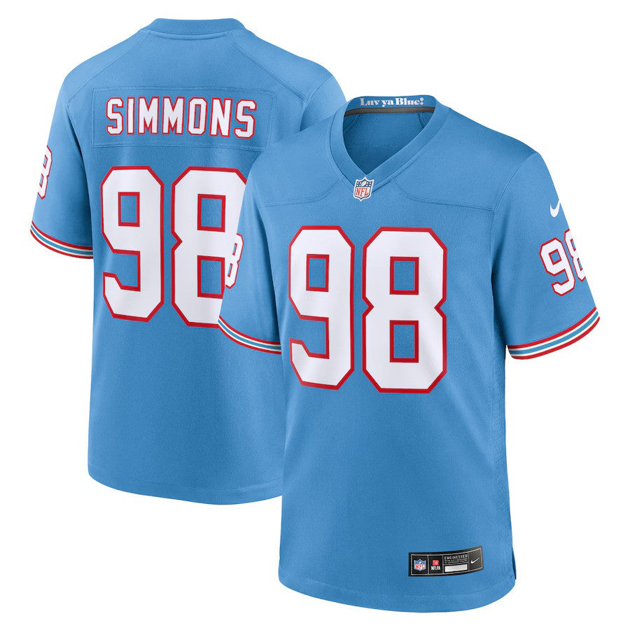 Jeffery Simmons Tennessee Titans Nike Oilers Throwback Alternate Game Player Jersey - Light Blue - UKASSNI