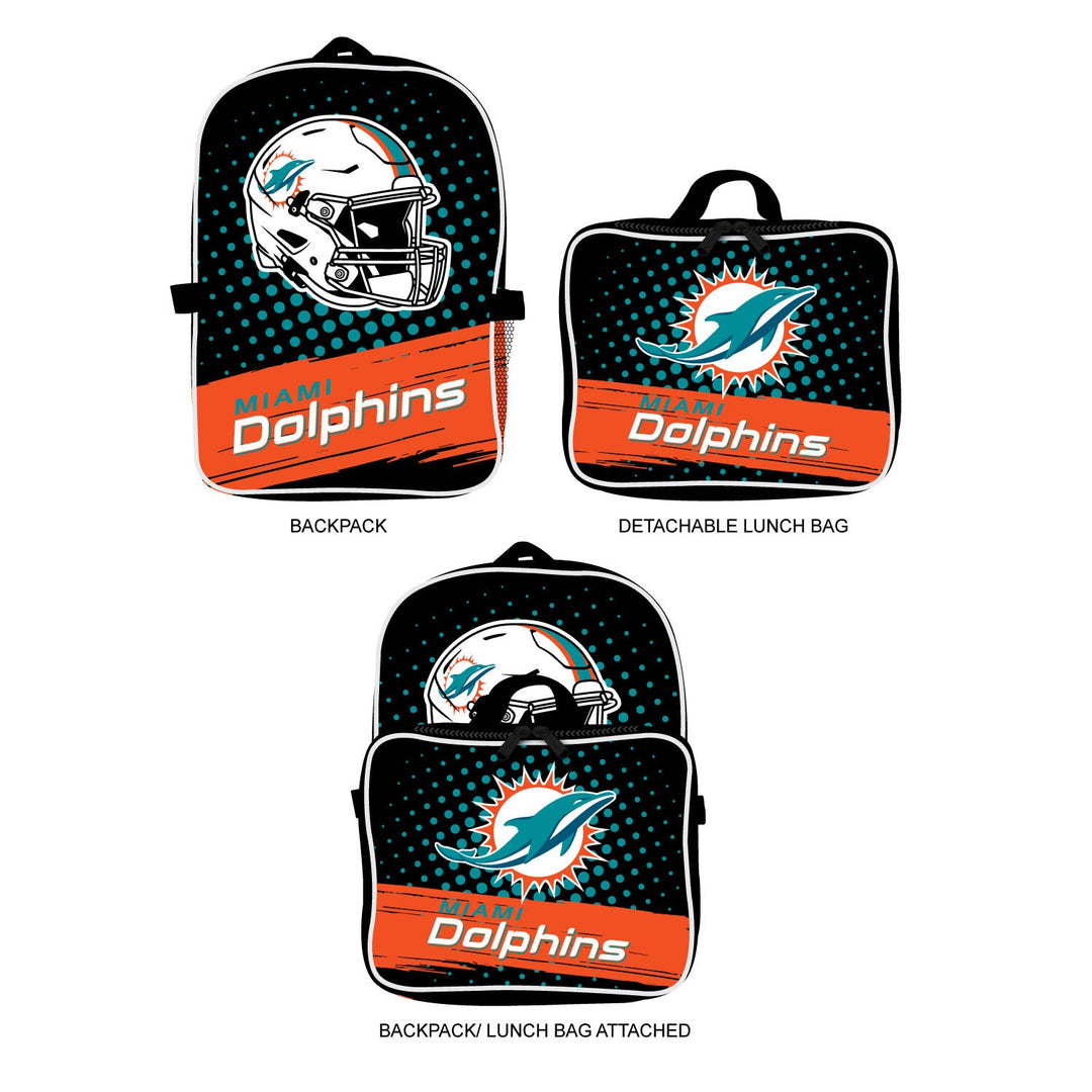 Miami Dolphins NFL UK Youth Backpack Lunch Bag Combo - UKASSNI