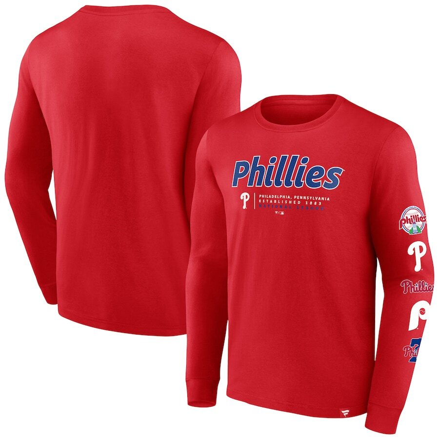 Philadelphia Phillies Fanatics Strike the Goal Long Sleeve T-Shirt - Red - UKASSNI