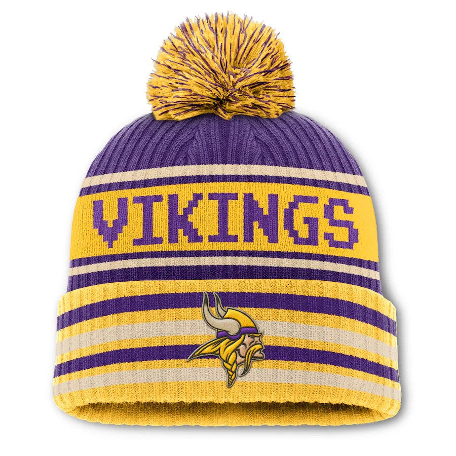 Minnesota Vikings Fanatics Blindside Cuffed Knit Hat with Pom - Purple/Gold - UKASSNI