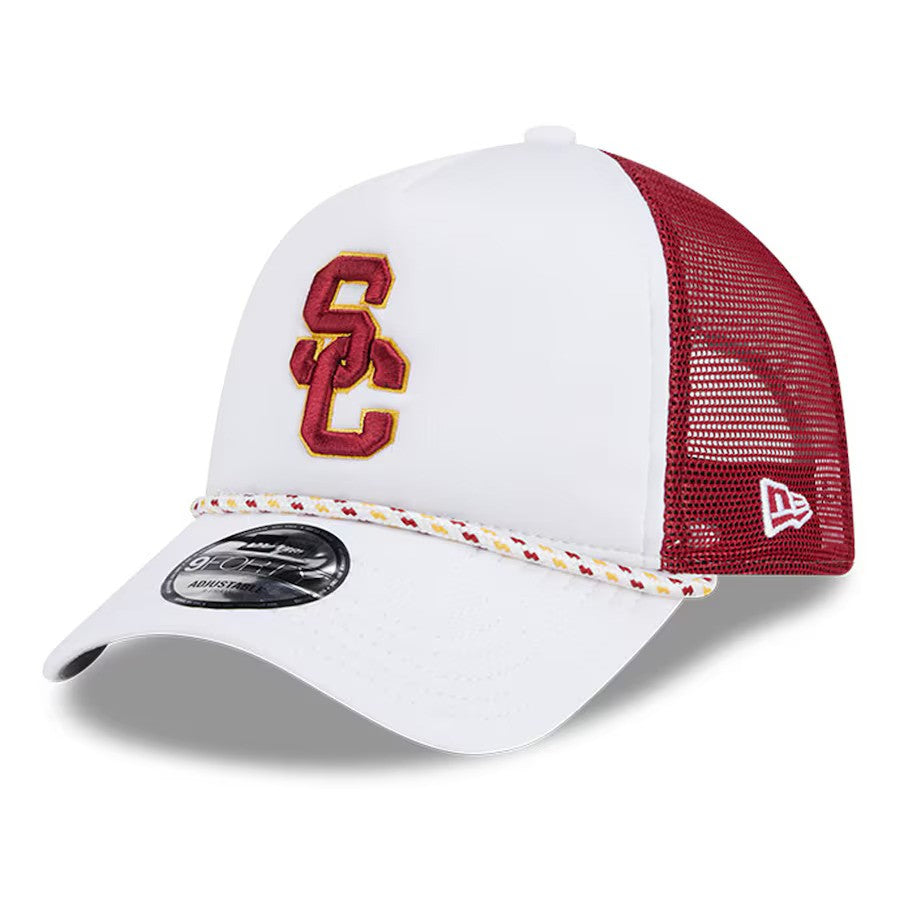 USC Trojans NCAA New Era Court Sport Foam A-Frame 9FORTY Adjustable Trucker Hat – White/Cardinal (USA Stock) - UKASSNI