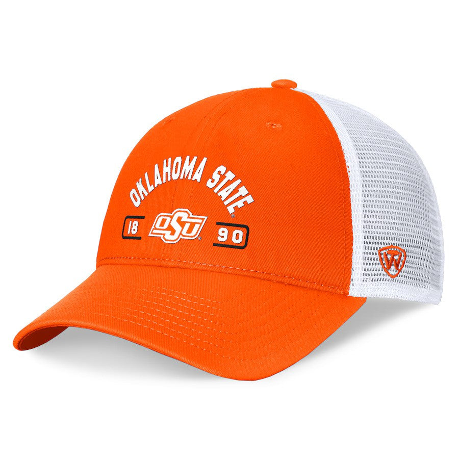 Oklahoma State Cowboys Top of the World Free Kick Trucker Adjustable Hat - Orange/White - UKASSNI