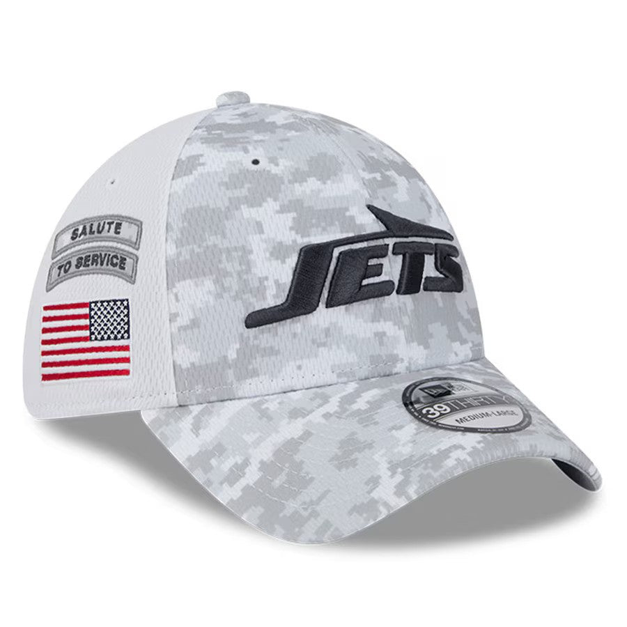 New York Jets New Era 2024 Salute To Service Digital Camo 39THIRTY Flex Hat - White - UKASSNI