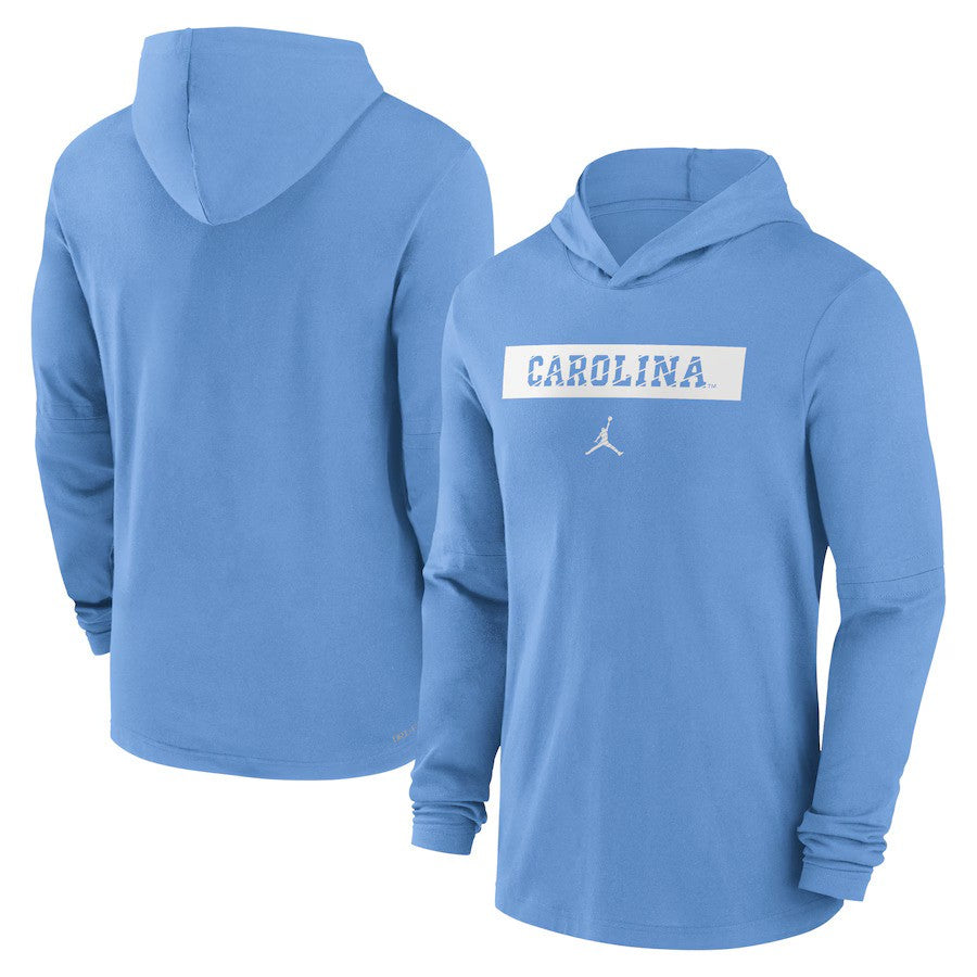 North Carolina Tar Heels Jordan Brand 2024 Sideline Hoodie Performance Long Sleeve T-Shirt - Carolina Blue - UKASSNI