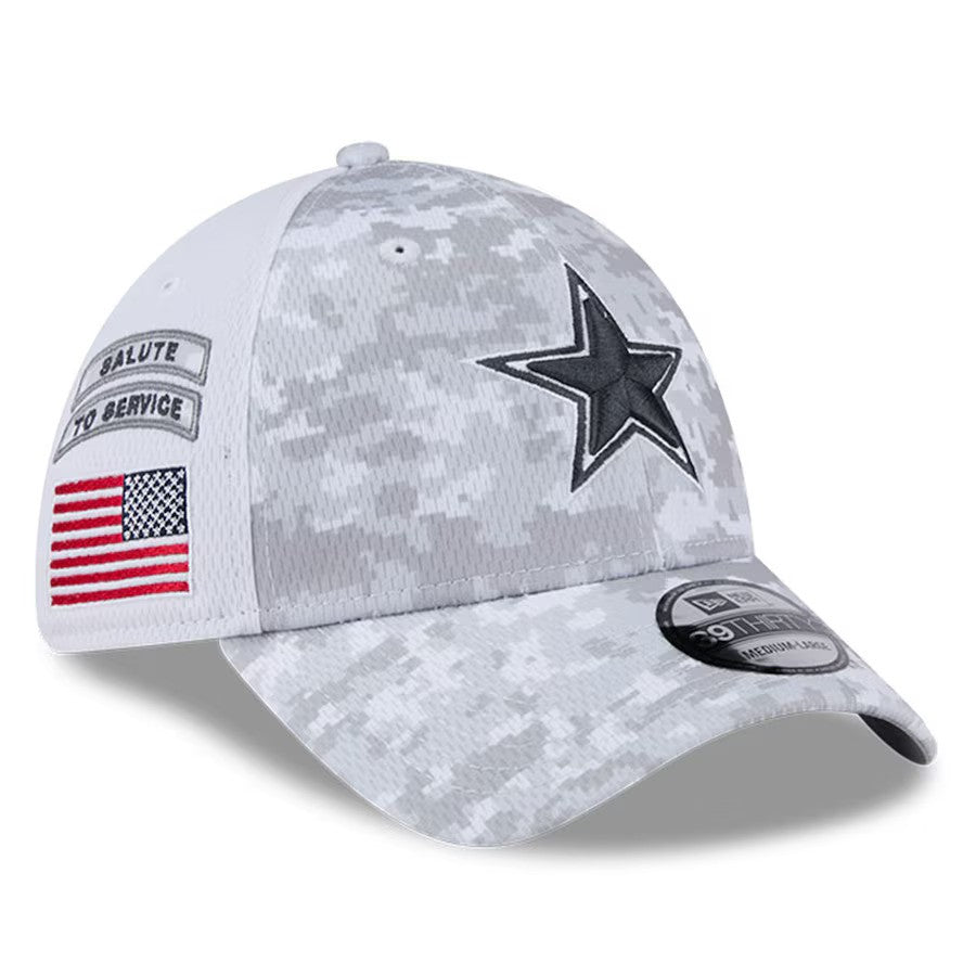 Dallas Cowboys New Era 2024 Salute To Service Digital Camo 39THIRTY Flex Hat - White - UKASSNI