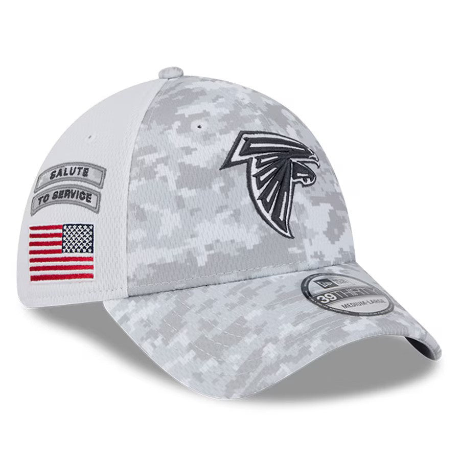 Atlanta Falcons New Era 2024 Salute To Service Digital Camo 39THIRTY Flex Hat - White - UKASSNI