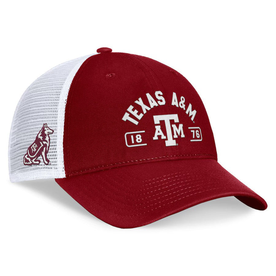 Texas A&M Aggies Top of the World Free Kick Trucker Adjustable Hat - Maroon/White - UKASSNI