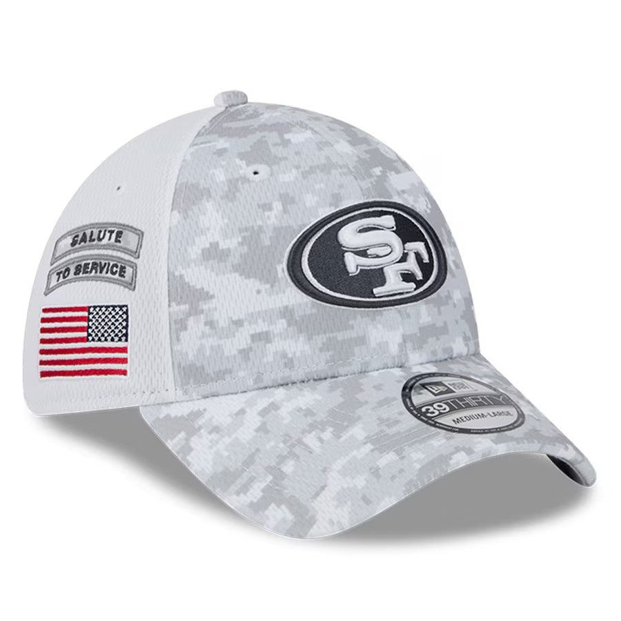 San Francisco 49ers New Era 2024 Salute To Service Digital Camo 39THIRTY Flex Hat - White - UKASSNI