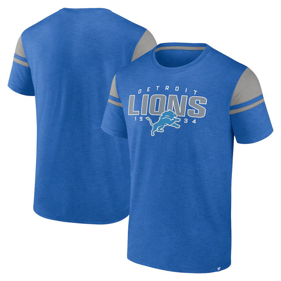 Detroit Lions Fanatics Old School Play Slub T-Shirt - Blue - UKASSNI