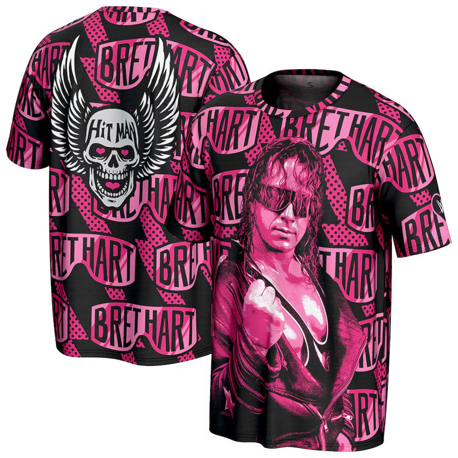 Bret Hart WWE ProSphere Superstar T-Shirt – Black (USA Stock) - UKASSNI