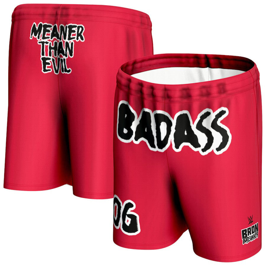 Bron Breakker WWE ProSphere Badass Shorts – Red (USA Stock) - UKASSNI