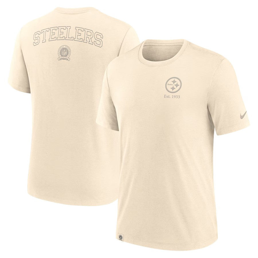 Pittsburgh Steelers NFL Nike Glory Tri-Blend T-Shirt - Cream - UKASSNI