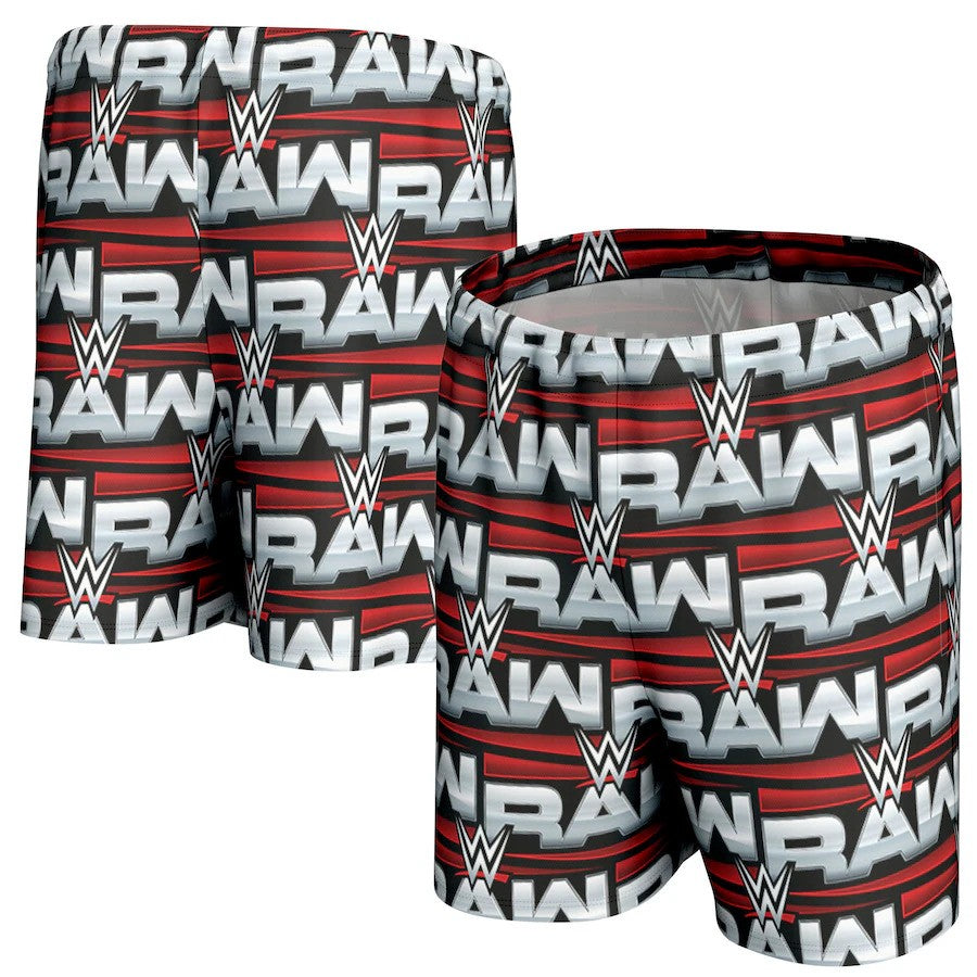 WWE Raw Netflix Era ProSphere Allover Print Shorts – Black (USA Stock) - UKASSNI