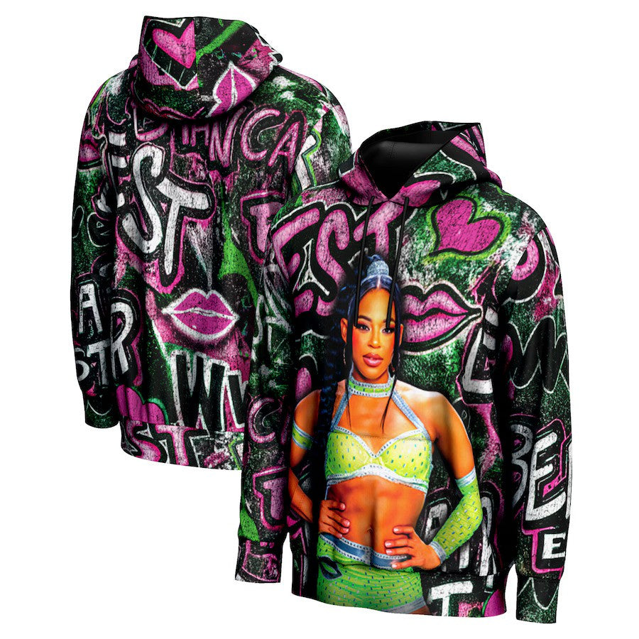 Bianca Belair WWE ProSphere Graffiti Pullover Hoodie – Black (USA Stock) - UKASSNI