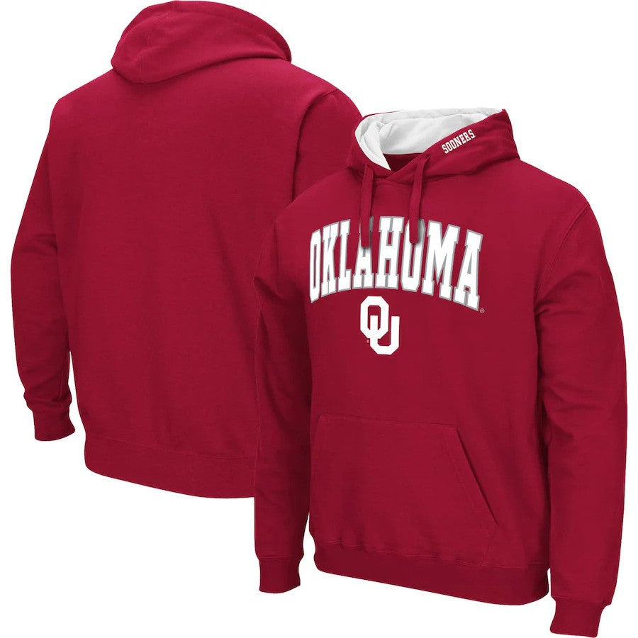 Oklahoma Sooners NCAA Colosseum Arch & Logo 3.0 Pullover Hoodie – Crimson (USA Stock) - UKASSNI
